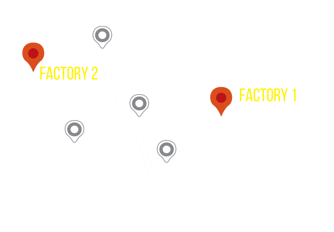 Map showing Factory 1 and Factory 2